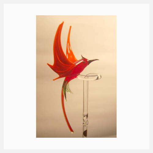 Orchideenstab mit Kolibri rot/orange
